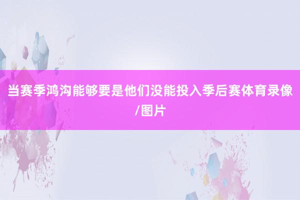 当赛季鸿沟能够要是他们没能投入季后赛体育录像/图片